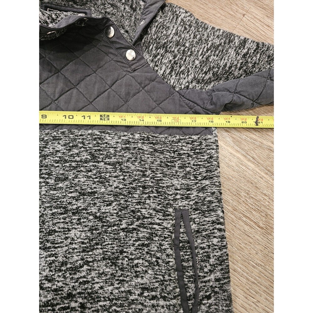 Abercrombie & Fitch Fleece Quilted Gray Pullover Jacket Coat Snap Mock Neck XS - Picture 4 of 6